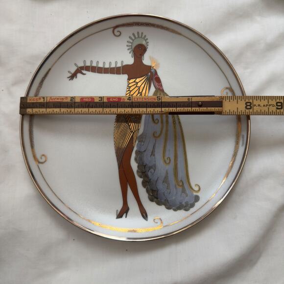 House of Erte Art Deco Seven Arts set of 6 Gilded Plates Franklin Vintage 1990s - Picture 14 of 16